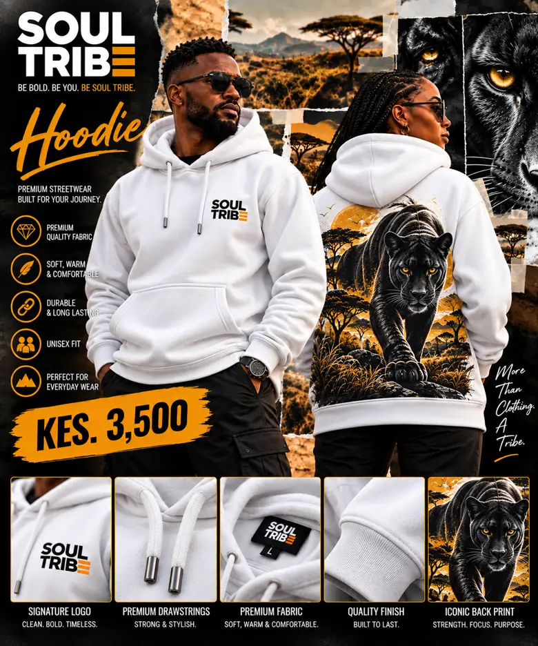 SoulTribe Hoodie in white, product sheet