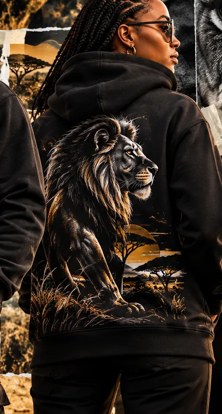 SoulTribe Zipped Hoodie in black, back view