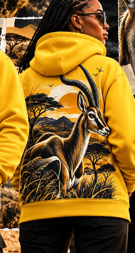 SoulTribe Zipped Hoodie in yellow, back view
